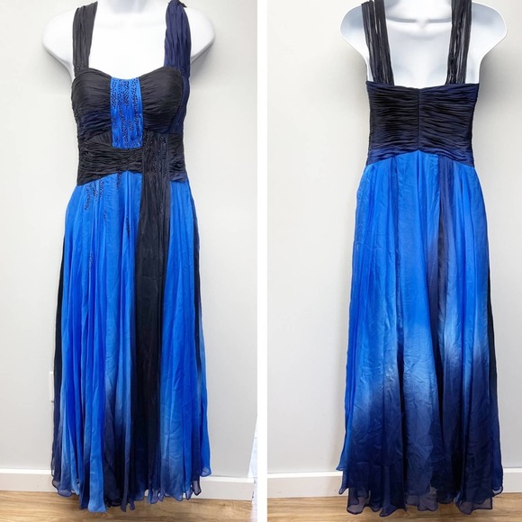 Alberto Makali Ombré Beaded Gown Silk Blue Size 2 - Picture 16 of 16